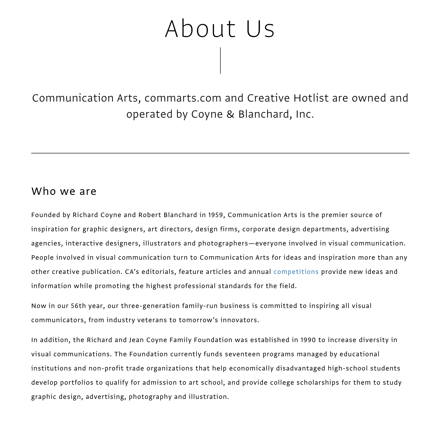 Pagina chi siamo del sito web di Communication Arts
