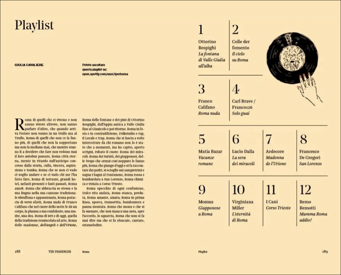 Rubrica playlist della rivista The Passengers dedicata a Roma