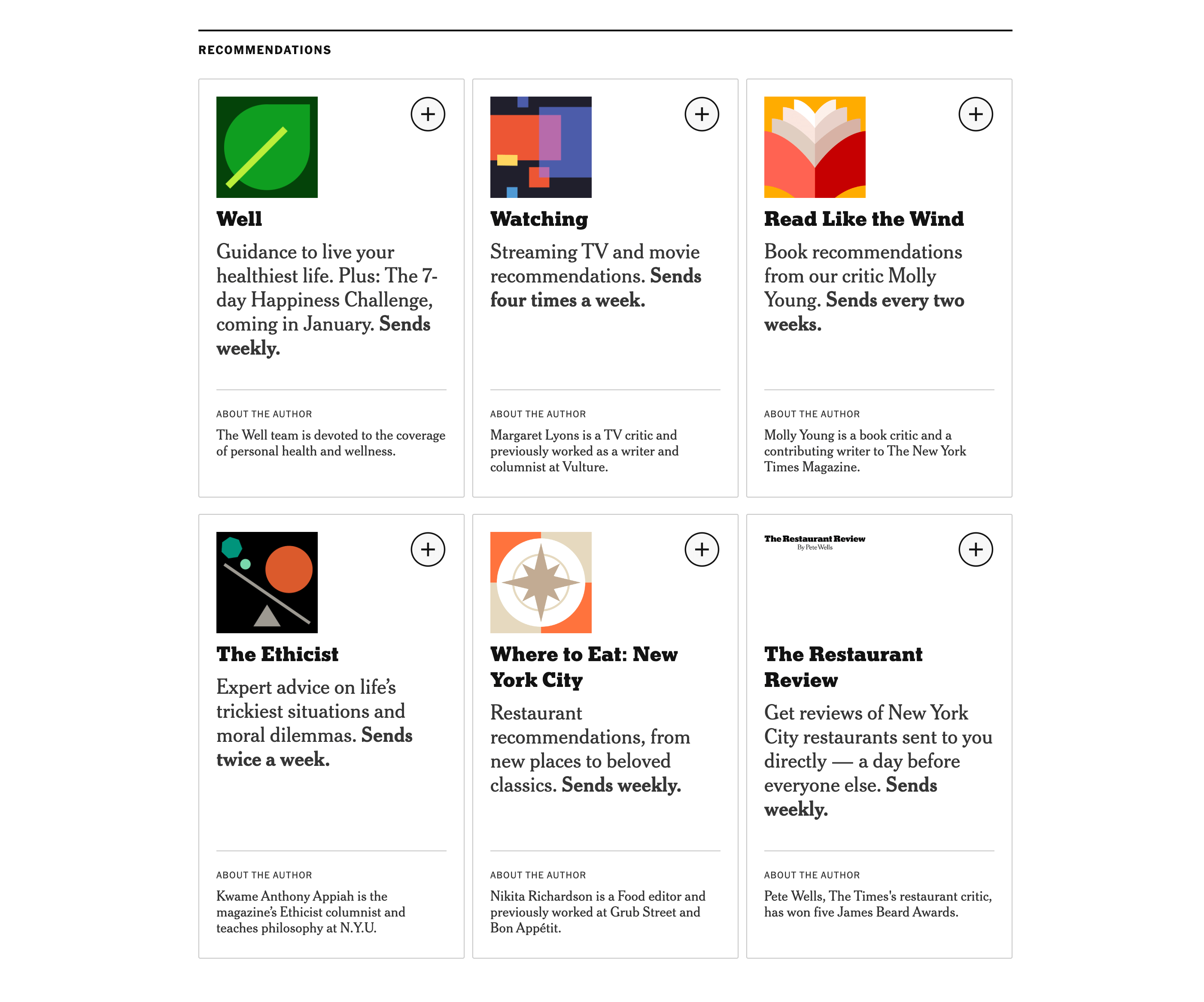 Selezione di newsletter del New York Times