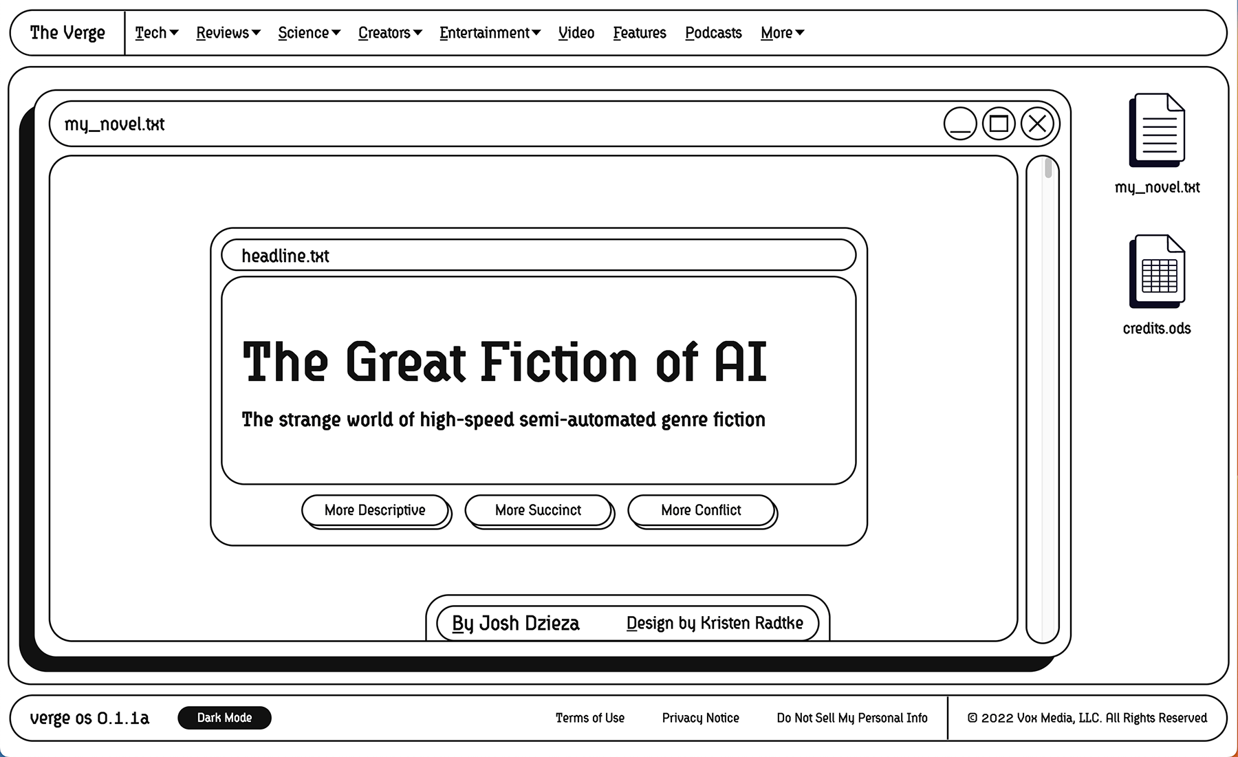 Articolo di The Verge con layout sperimentale su AI e scrittura