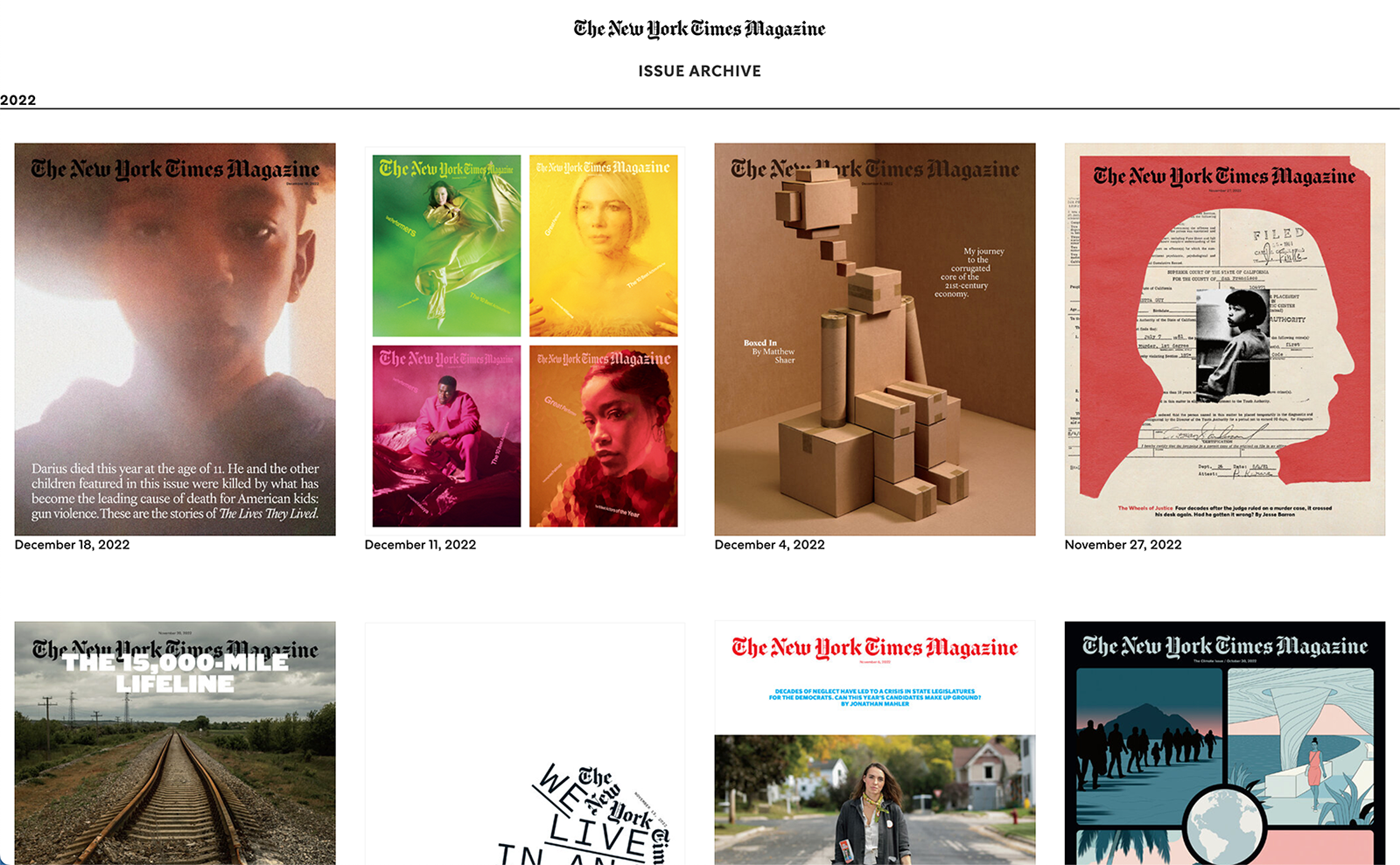 Archivio dei numeri del New York Times Magazine