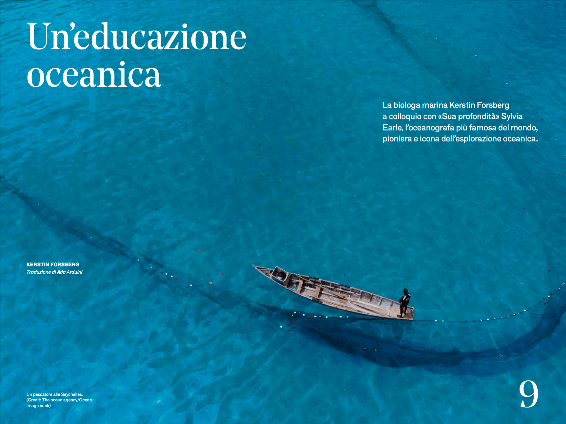 Doppia pagina di apertura di un articolo della rivista The Passenger