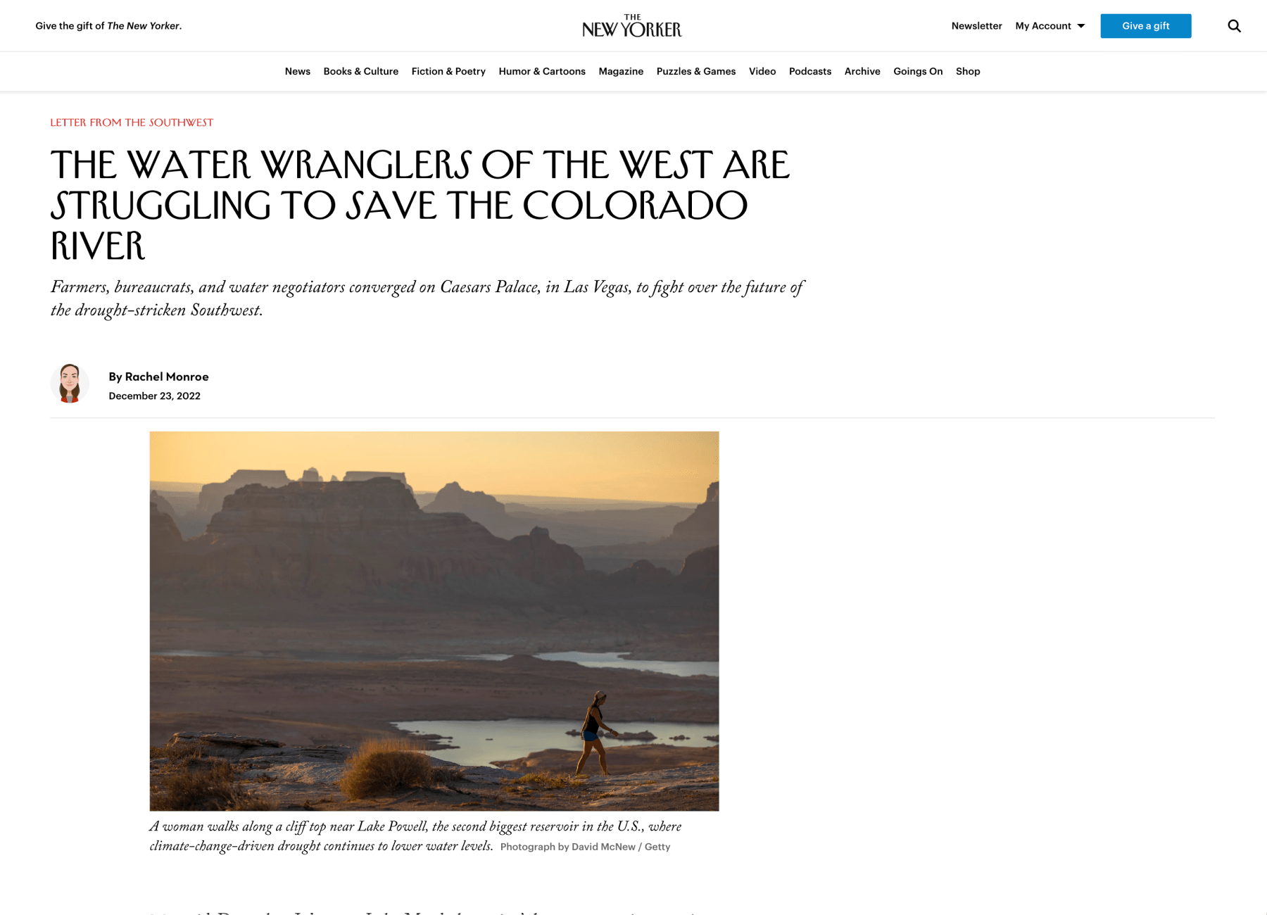 Intestazione articolo del New Yorker con layout alternativo