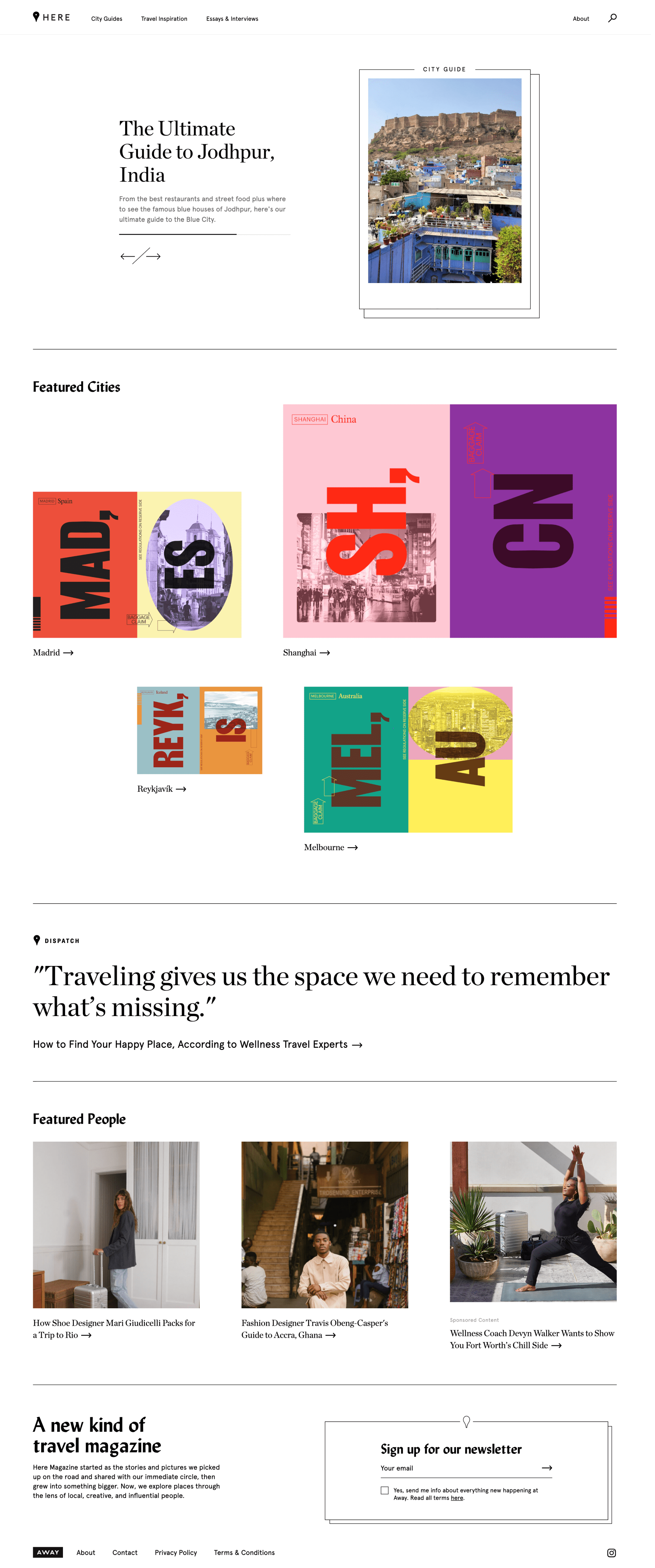 Home page della rivista Here Magazine