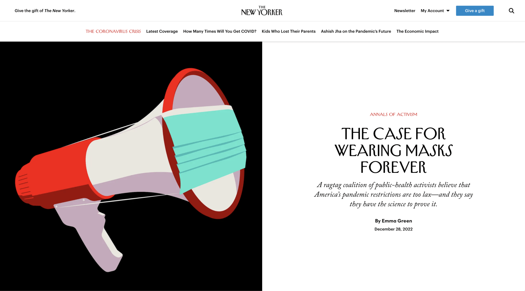 Altra variante di intestazione articolo del New Yorker