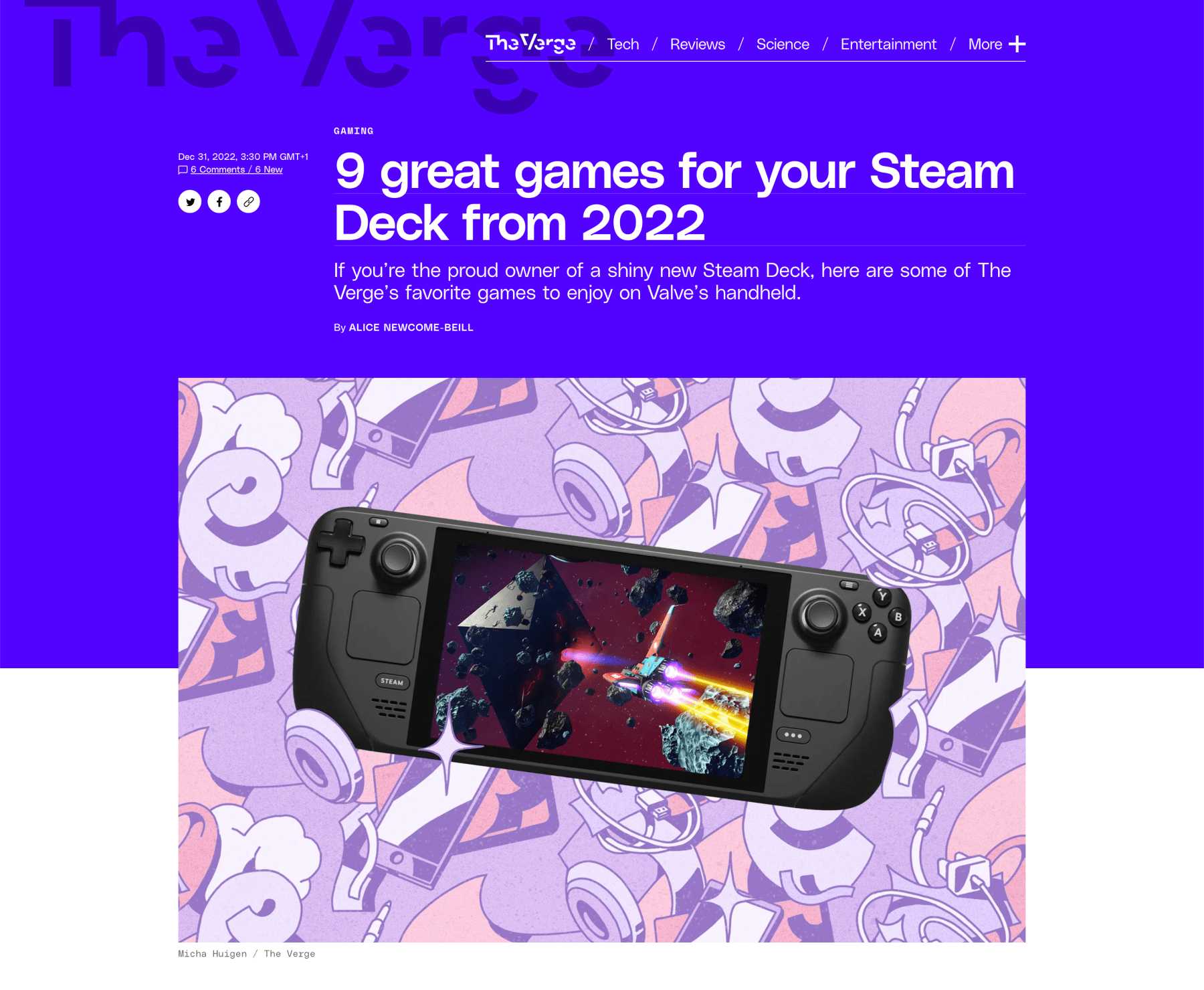 Intestazione di un articolo di The Verge con immagine e titolo