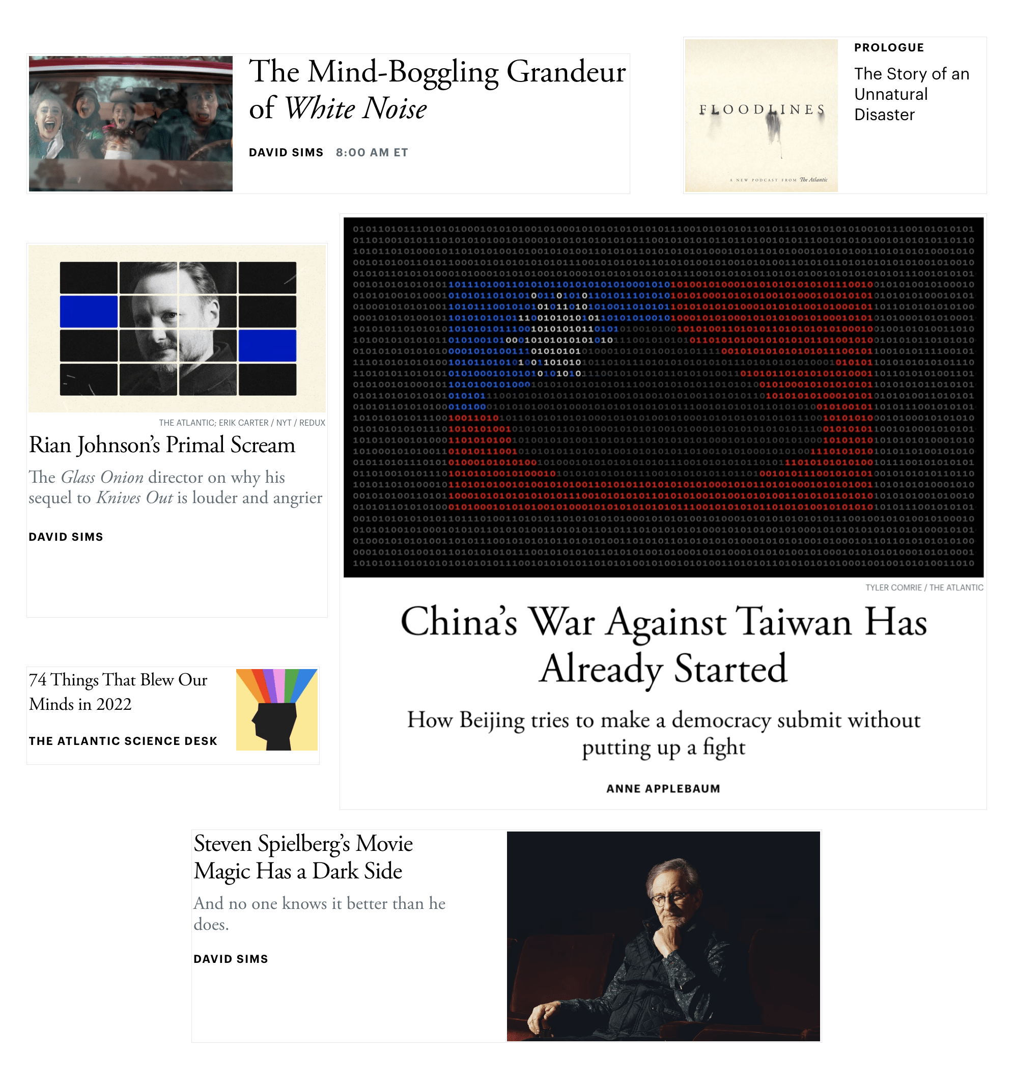 Vari formati di card utilizzati da The Atlantic